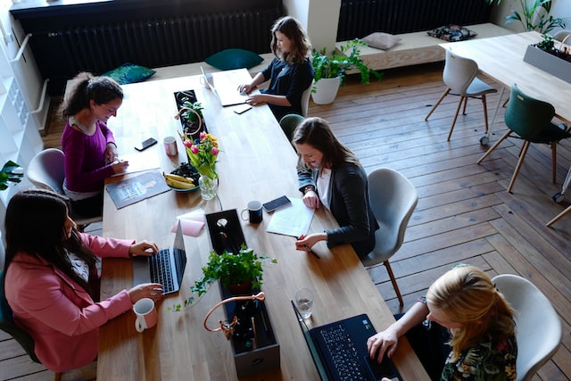 Group of women working on their laptops