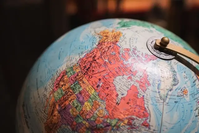 Globe focused on North America